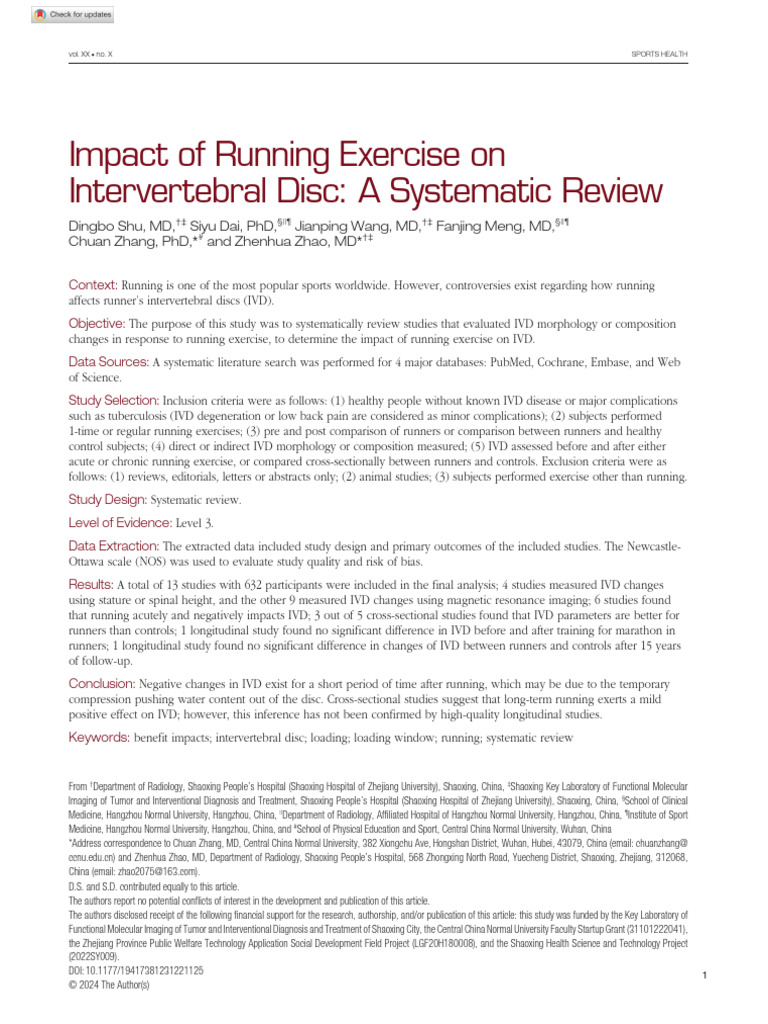 Impact of Running on Intervertebral Discs | PDF