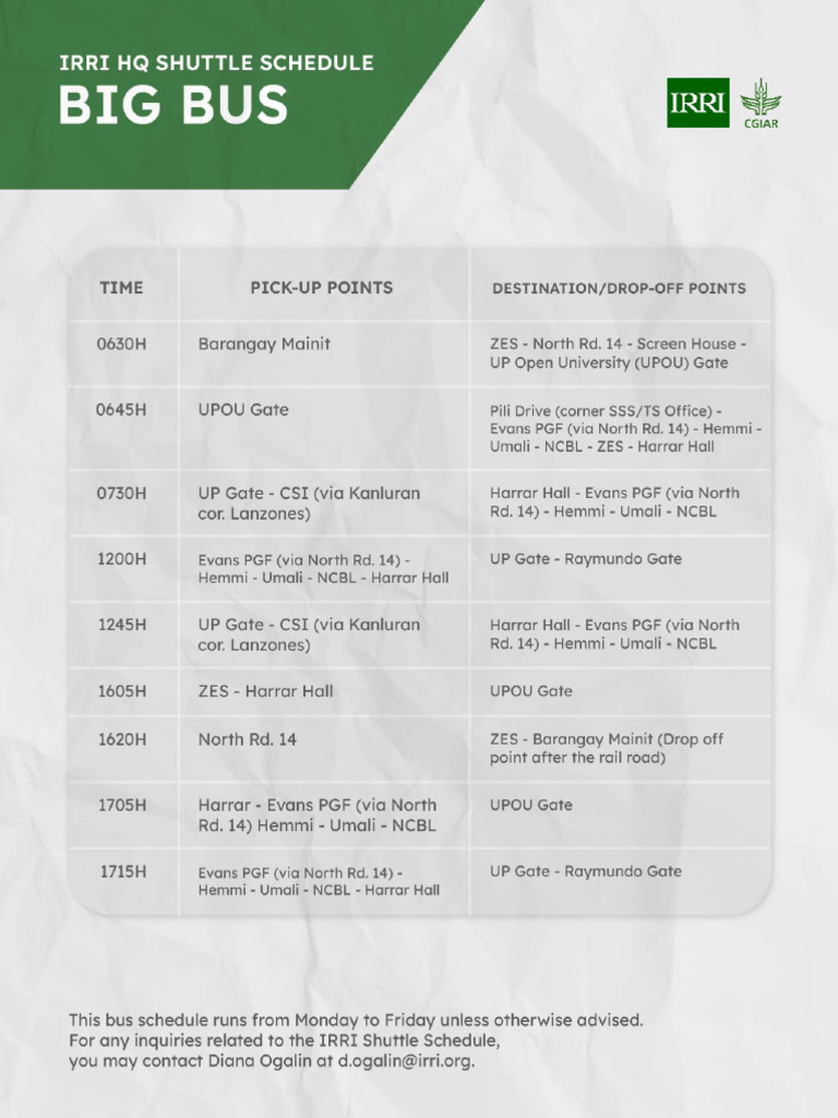 Shuttle Schedule | PDF