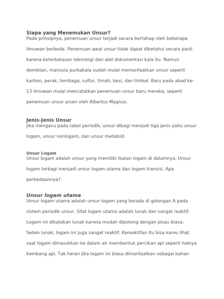 Jenis Unsur | PDF