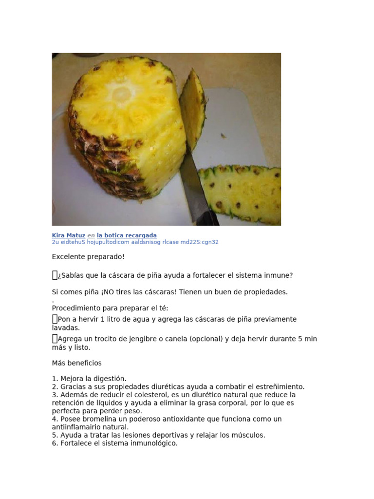 Beneficios del té de cáscara de piña | PDF