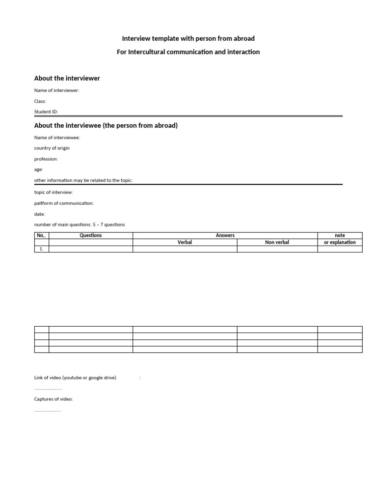 Intercultural Interview Template | PDF