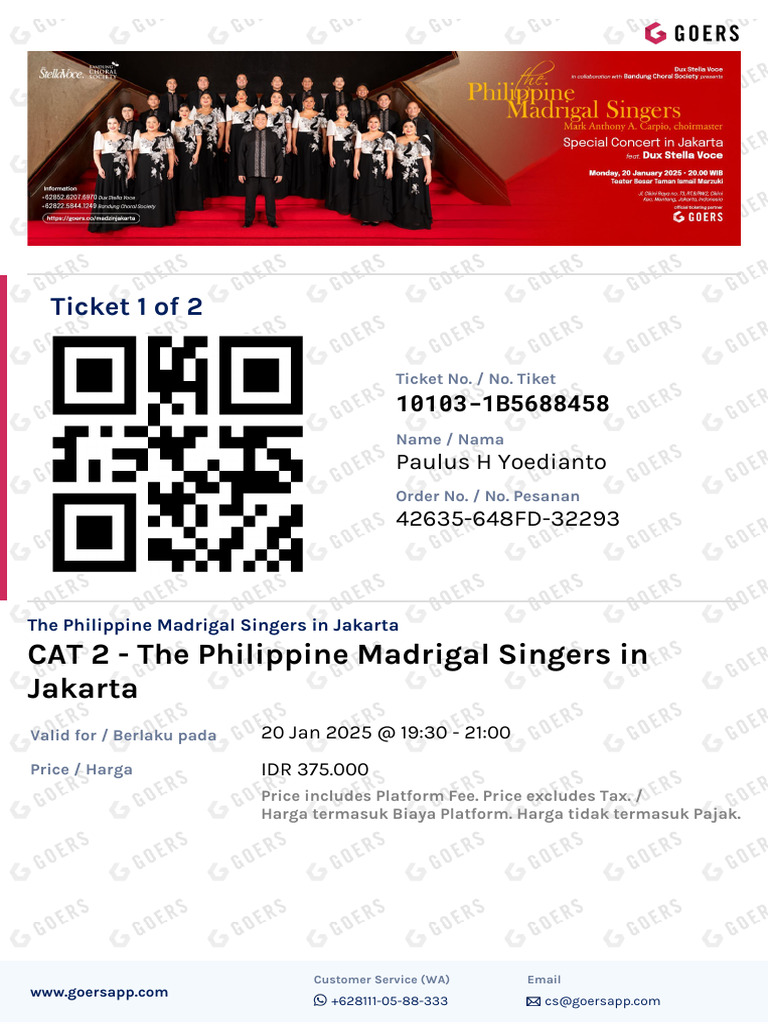 Tiket Konser Madrigal Filipina Jakarta | PDF