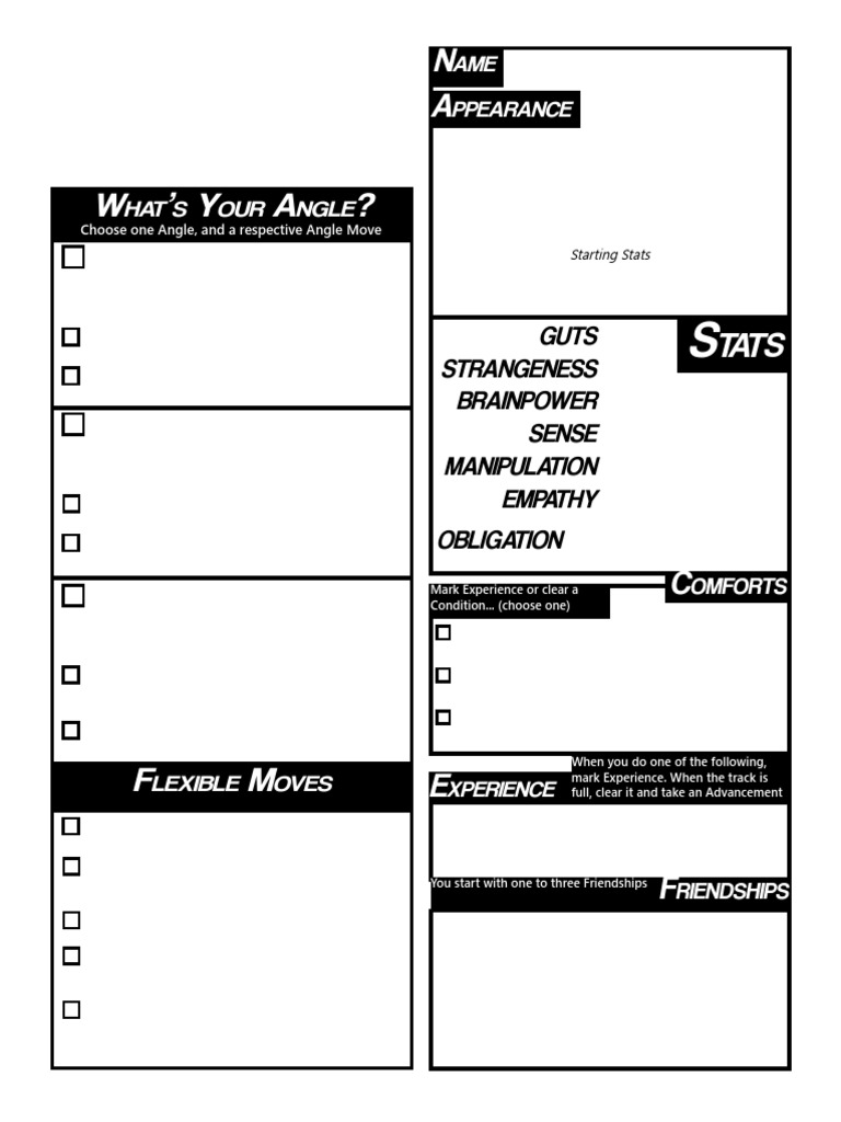 Oh real life character sheet blank pdf
