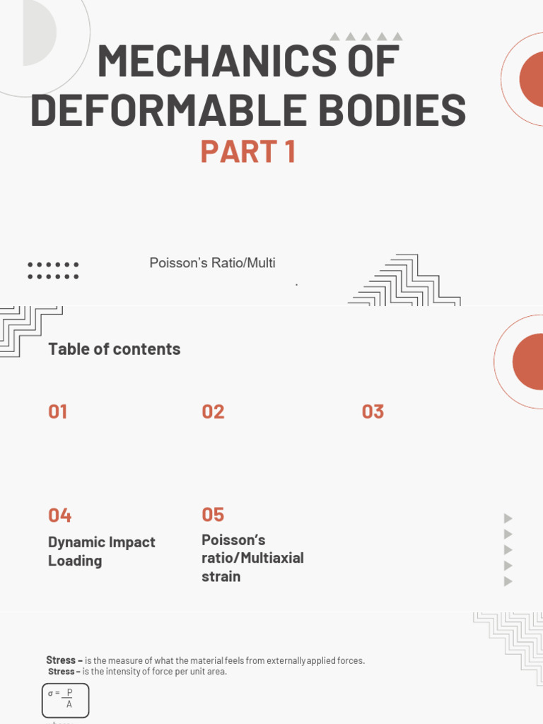 Mechanics of Deformable Bodies: Stress Concepts | PDF | Stress ...