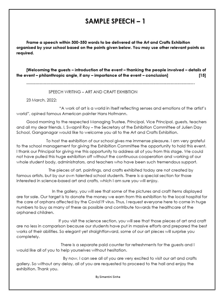 Art Exhibition Opening Speech Example | PDF | The Arts