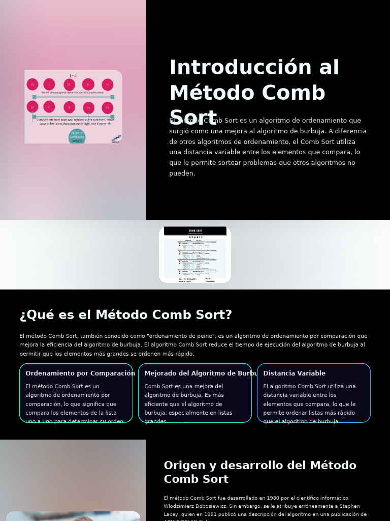 Introducción al Método Comb Sort | PDF | Algoritmos | Ingeniería de ...