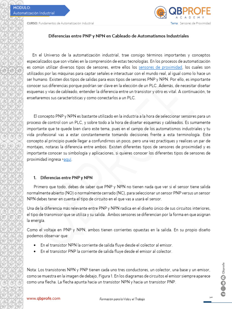 Diferencias entre Sensores PNP y NPN | PDF | Transistor de unión ...