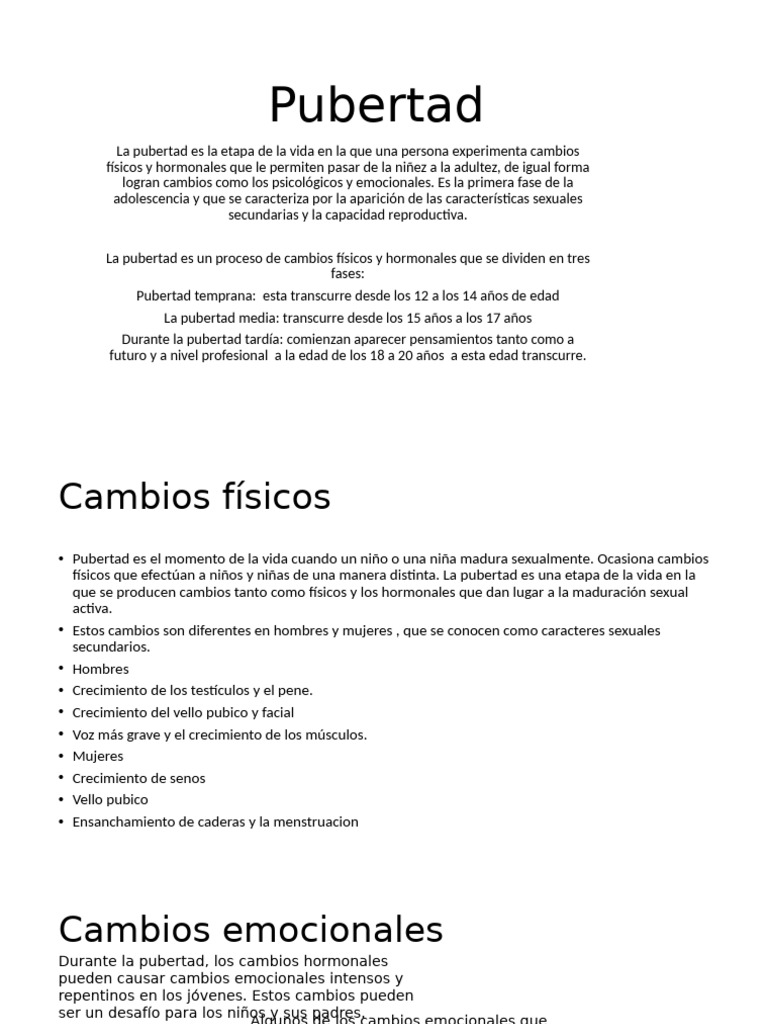Cambios Físicos y Emocionales en la Pubertad | PDF | Pubertad ...