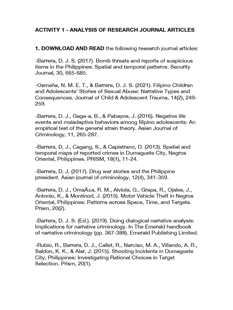 Research Journal Article Analysis Guide | PDF | Qualitative Research ...