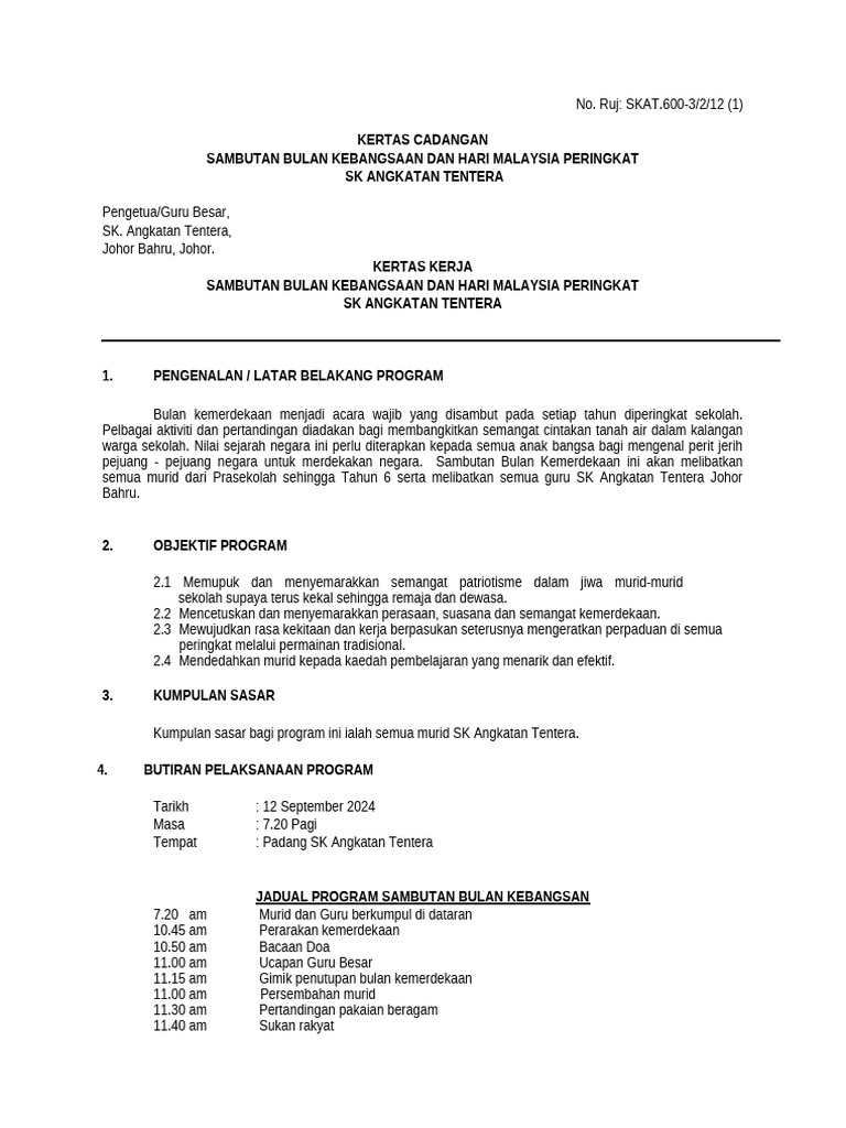Kertas Kerja Merdeka 2022 | PDF