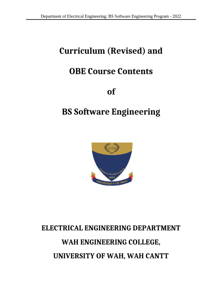 BS Software Engineering Curriculum 2022 | PDF | Computing | Engineering