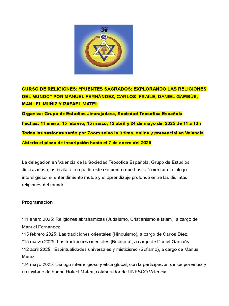 Curso Religiones Mundo 2025 Online | PDF | Religiones religiosas