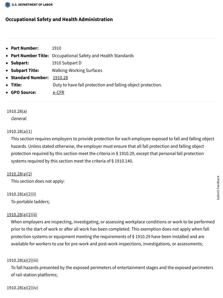 Fall Protection Requirements 1910.28 | PDF | Stairs | Occupational ...