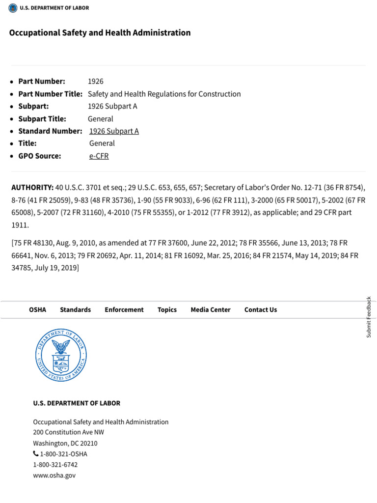 1926 Subpart A - General - Occupational Safety and Health ...