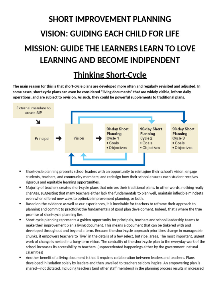 Short Improvement Planning | PDF | Educational Assessment | Learning