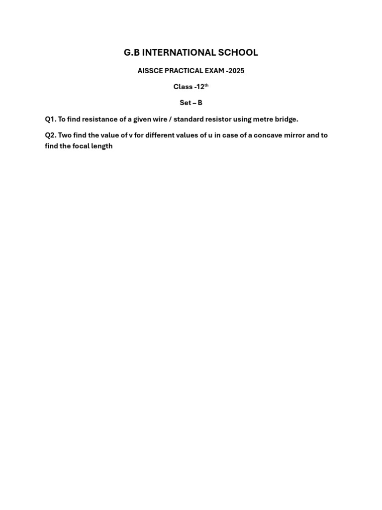 Class 12 AISSCE Practical Exam 2025 | PDF
