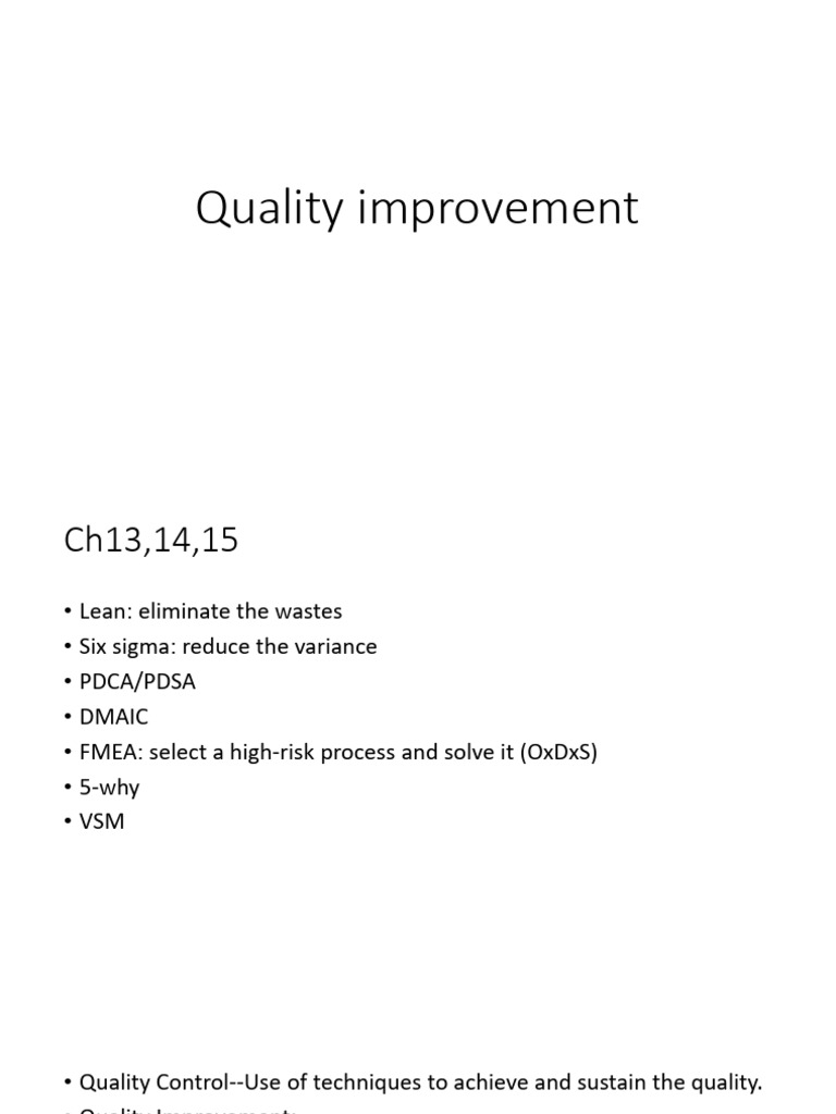 Quality Improvement Techniques Overview | PDF | Lean Manufacturing ...