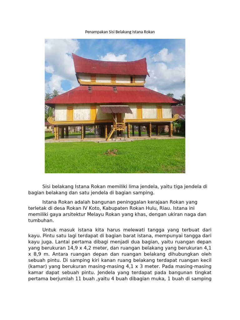 Penampakan Sisi Belakang Istana Rokan | PDF