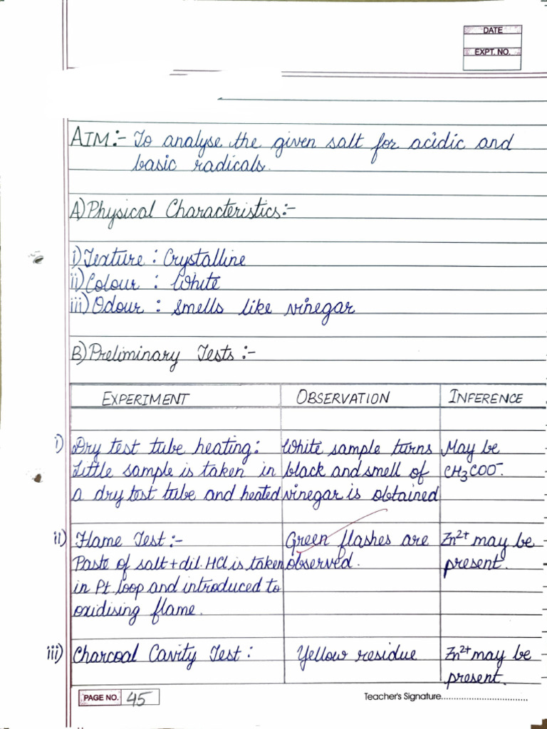Class 12 Salt Analysis Practical Guide | PDF