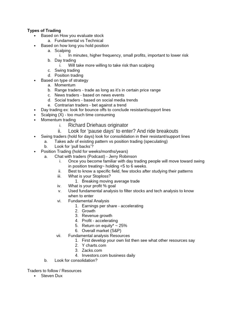 Stock Trading Notes_1!30!21 | PDF | Day Trading | Short (Finance)