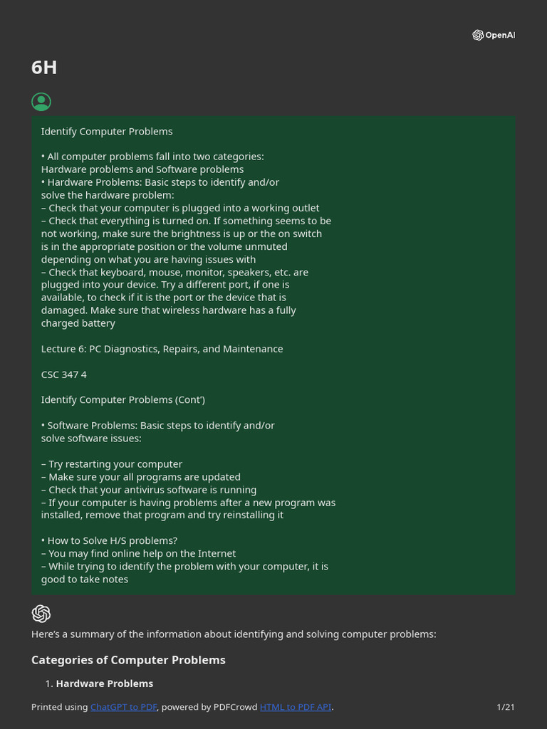Identify and Solve Computer Issues | PDF | Computer Virus | Malware