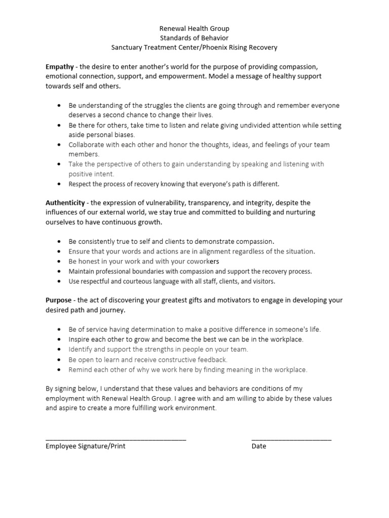 Standards of Behavior | PDF