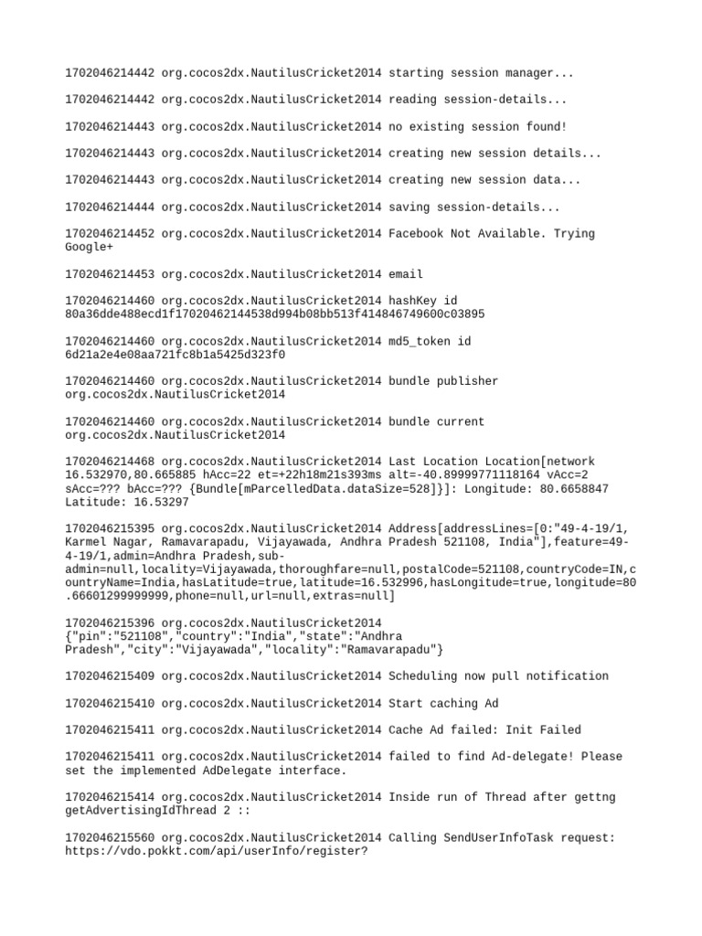 Nautilus Cricket 2014 Session Log | PDF | Java (Programming Language ...