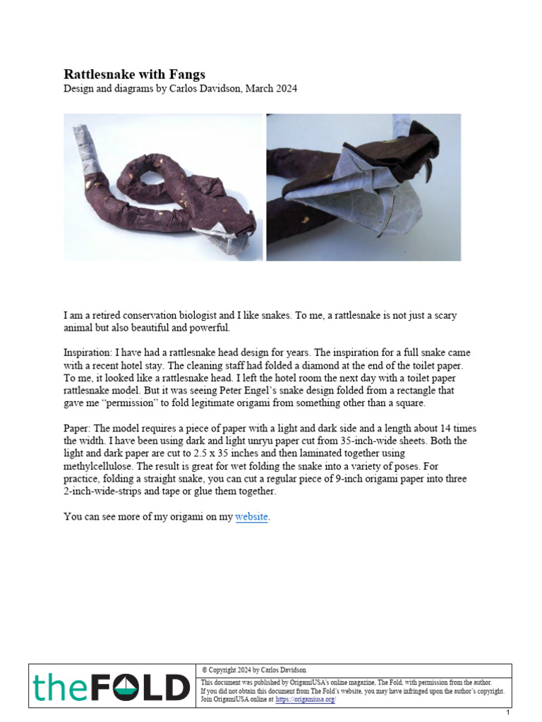 Origami Rattlesnake Folding Guide | PDF | Origami