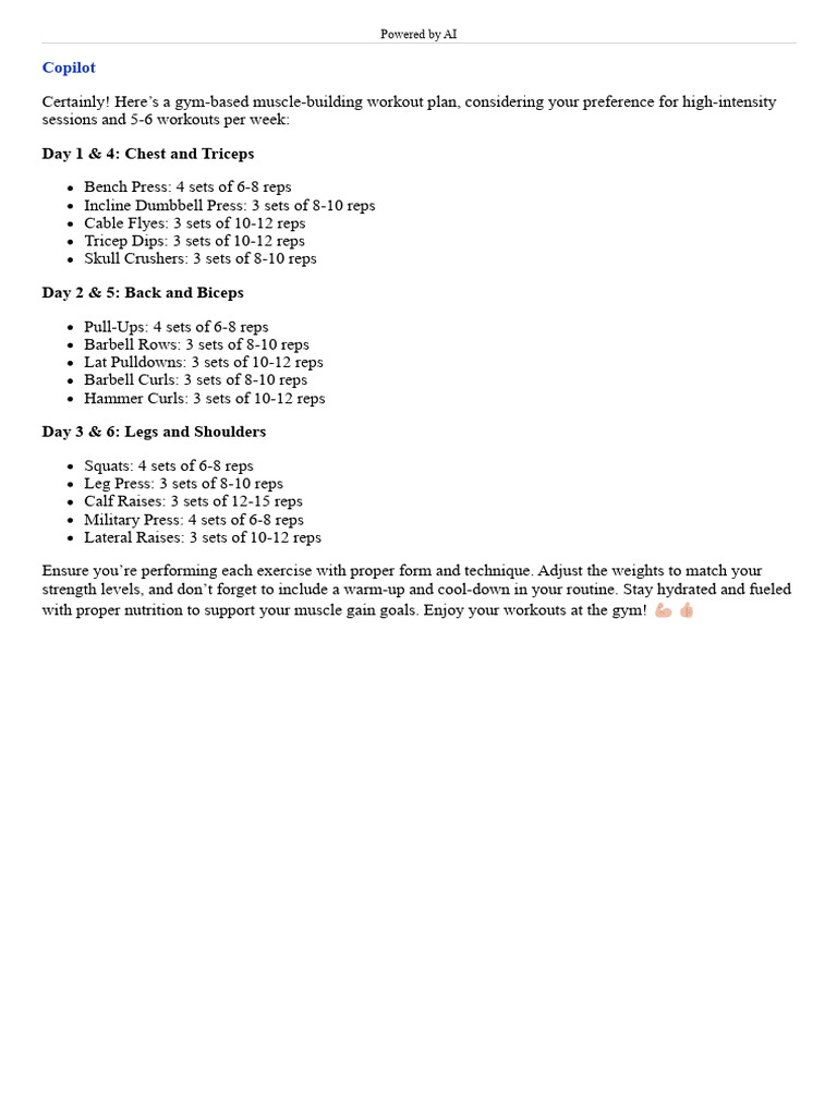 High-Intensity Gym Workout Plan | PDF