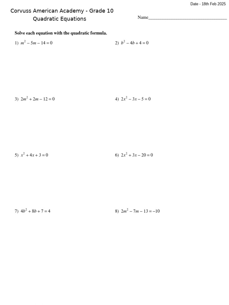 Quadratic Formula | PDF
