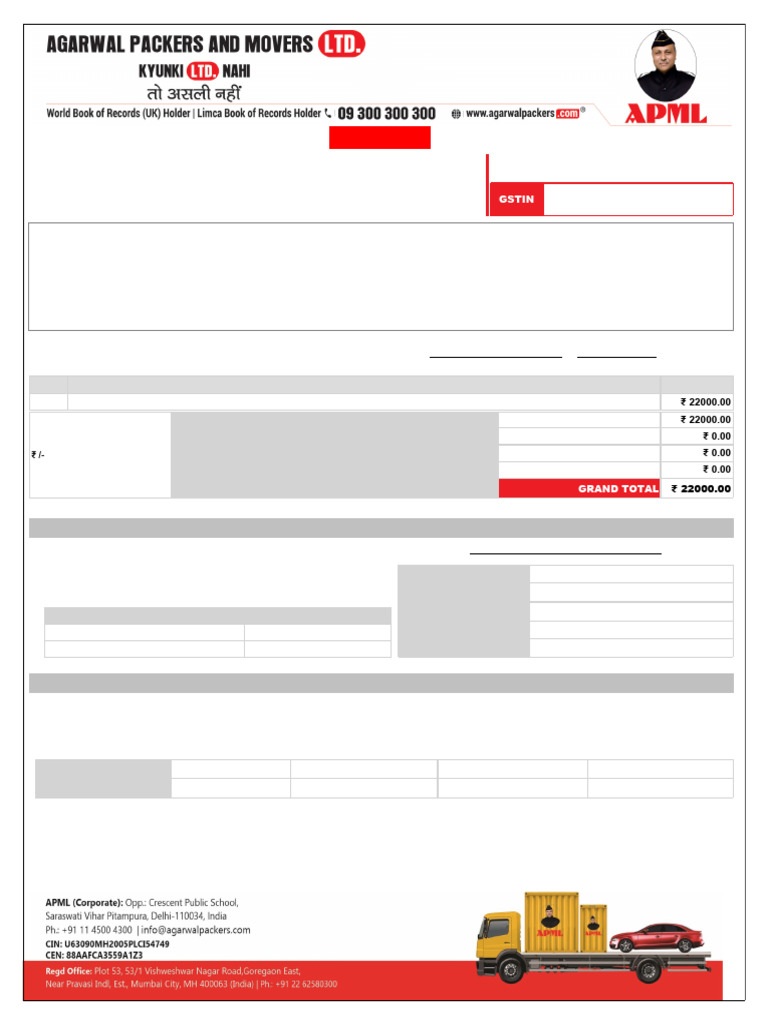 Quotation for Household Goods Transport | PDF | Car | Insurance