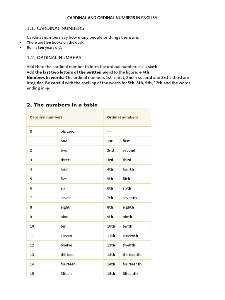 Numbers 1 | PDF