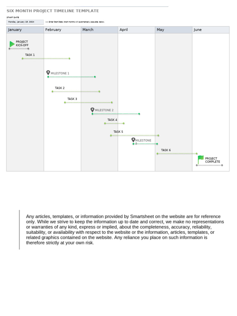 IC Six Month Project Timeline Template For Excel 11412 | PDF