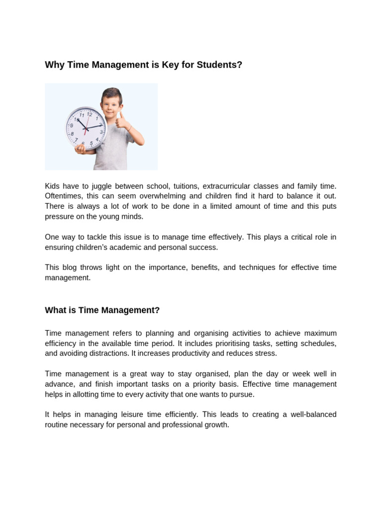 Why Time Management Is Key For Students | PDF | Disciplines | Time ...