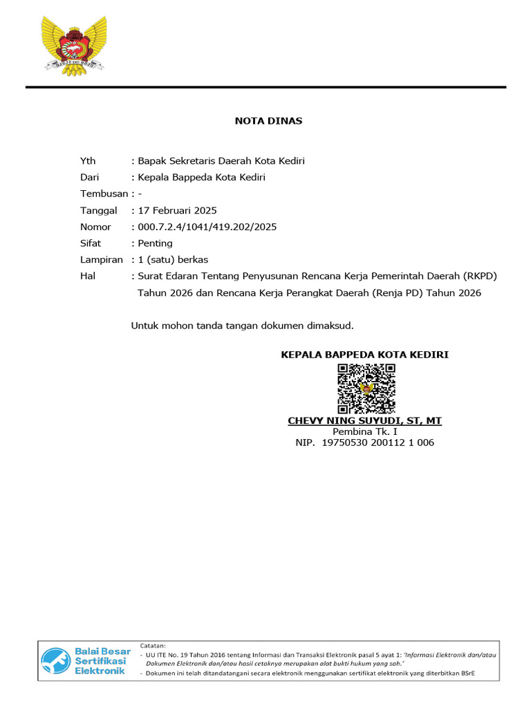Surat Edaran RKPD dan Renja PD 2026 | PDF