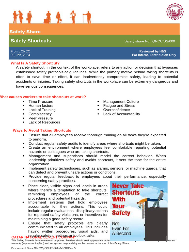 Safety Share Safety Shortcuts | PDF | Safety | Occupational Safety And ...