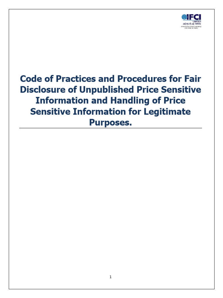 Code of Practices and Procedures For Fair Disclosure of Unpublished ...