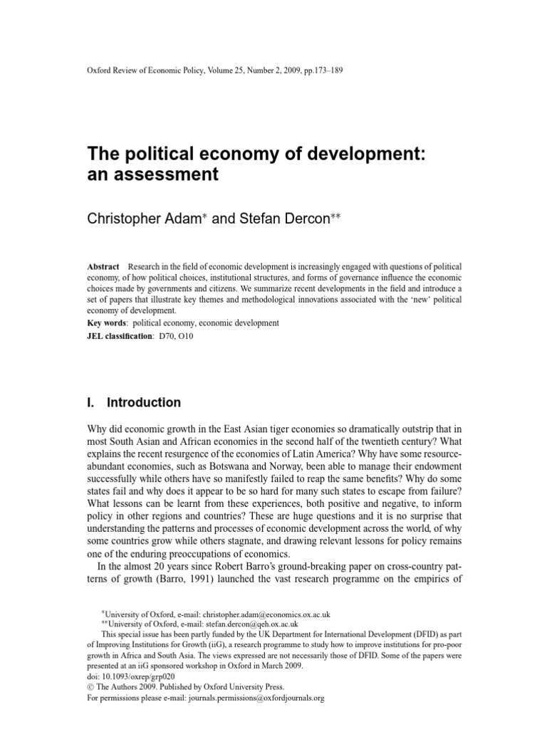 IPE Political Economy of Development | PDF | Economics | Institution