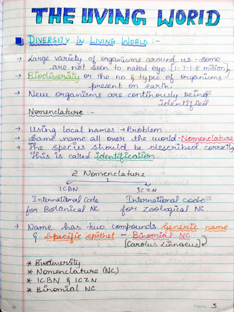 Then Living World Notes | PDF | Taxonomy (Biology) | Taxa