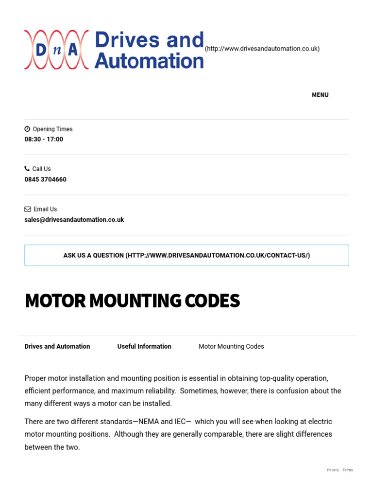Electric Motor Mounting Standards Guide | PDF | Electric Motor ...