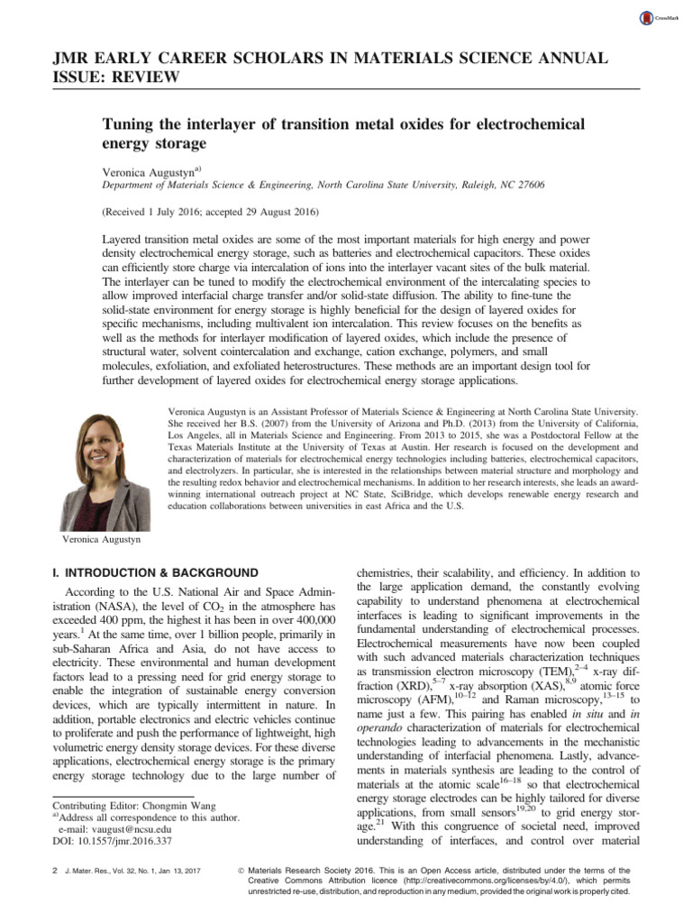 Tuning The Interlayer of Transition Metal Oxides For Electrochemical ...
