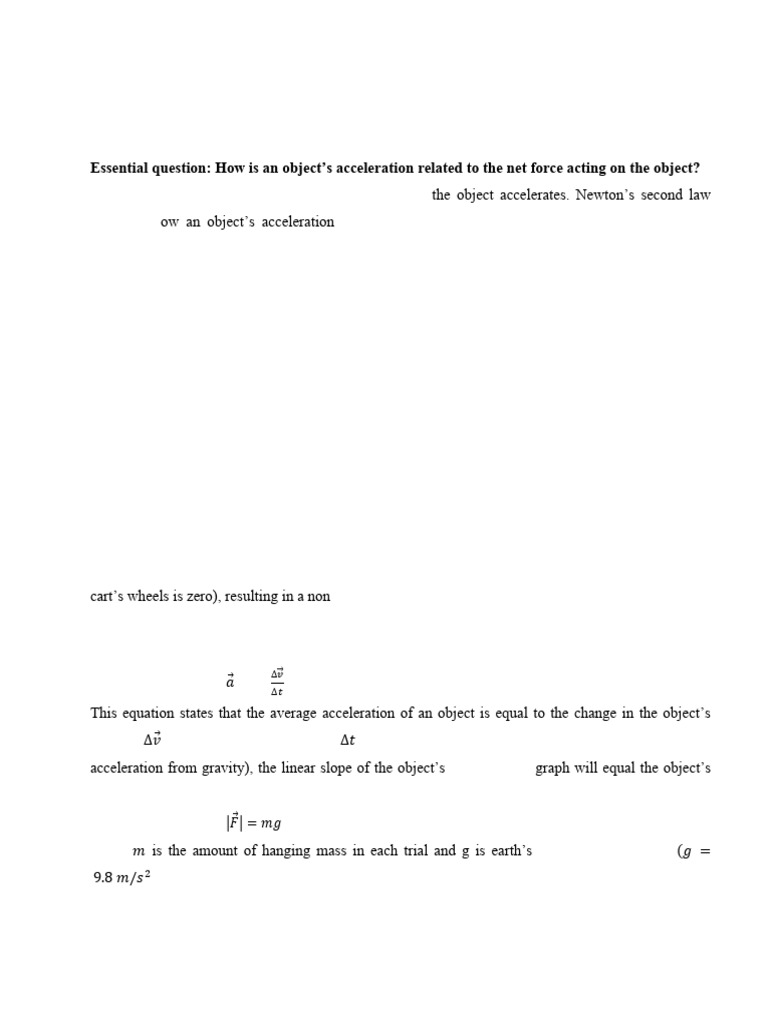 Newton's Second Law: Force and Acceleration Experiment | PDF | Force ...