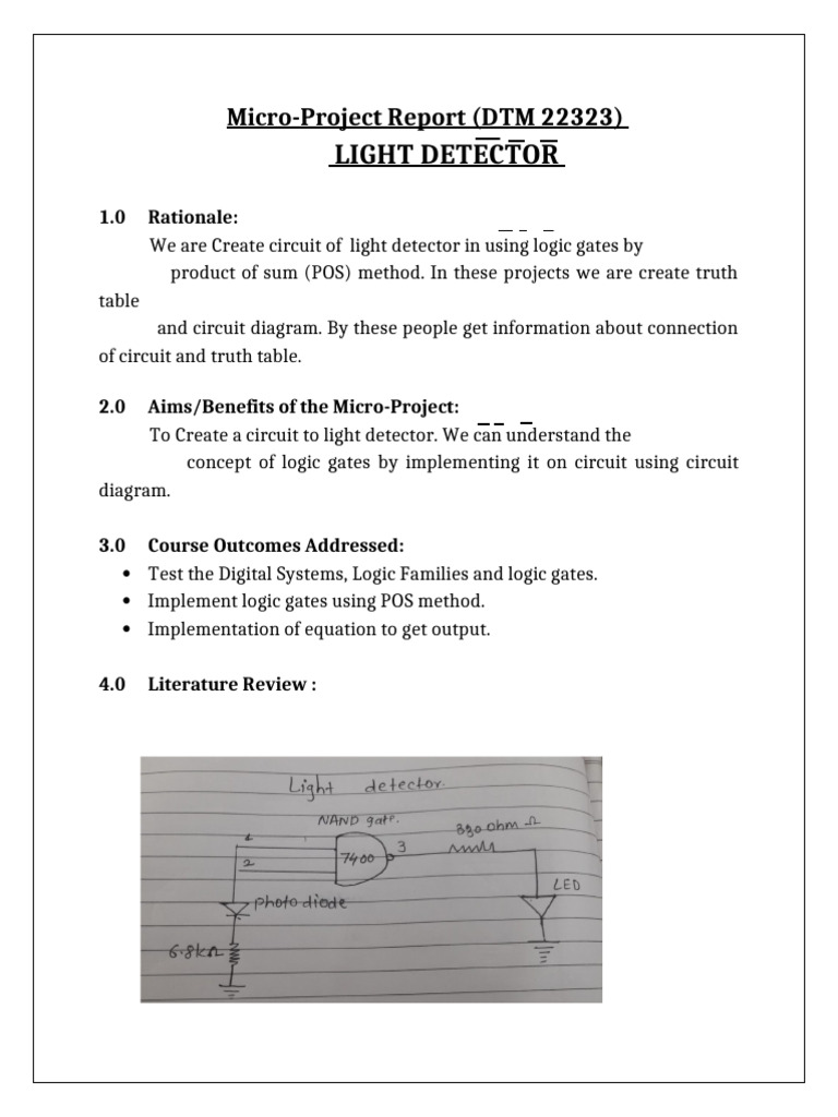 Light Detector Circuit Using Logic Gates | PDF