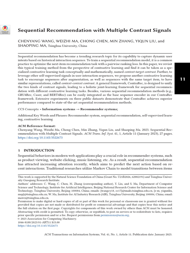 Sequential Recommendation With Multiple Contrast Signals | PDF | Deep ...