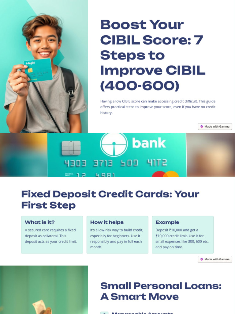 Boost Your CIBIL Score 7 Steps To Improve CIBIL 400 600 | PDF | Credit ...