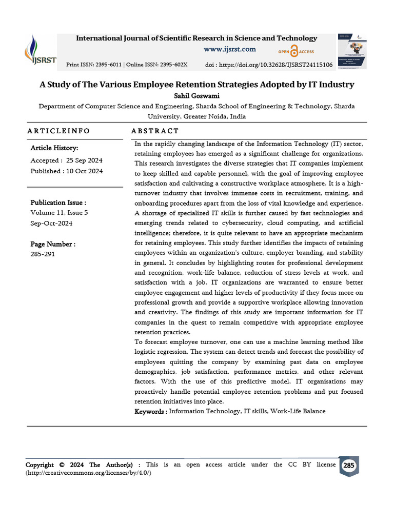 A Study of The Various Employee Retention Strategi | PDF | Employee ...
