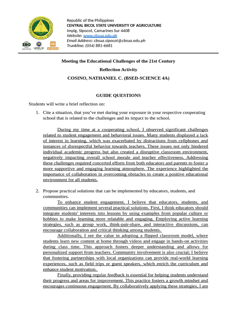 Meeting The Educational Challenges of The 21st Century | PDF | Teachers ...