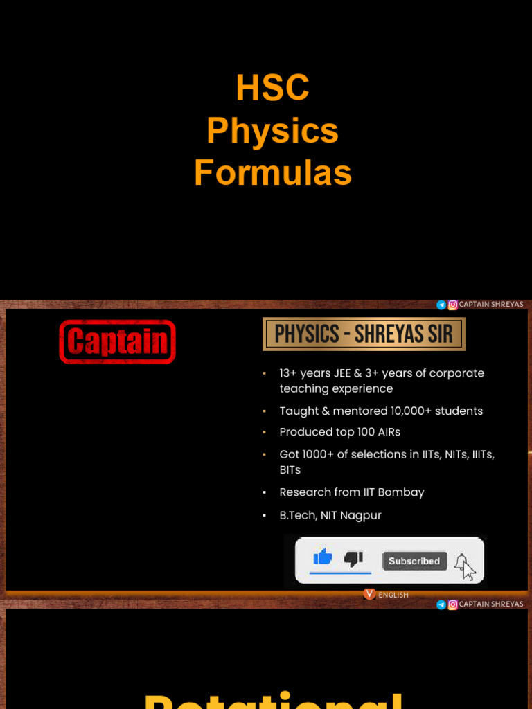 HSC Physics Formulas by Captain Shreyas | PDF | Acceleration | Electric ...