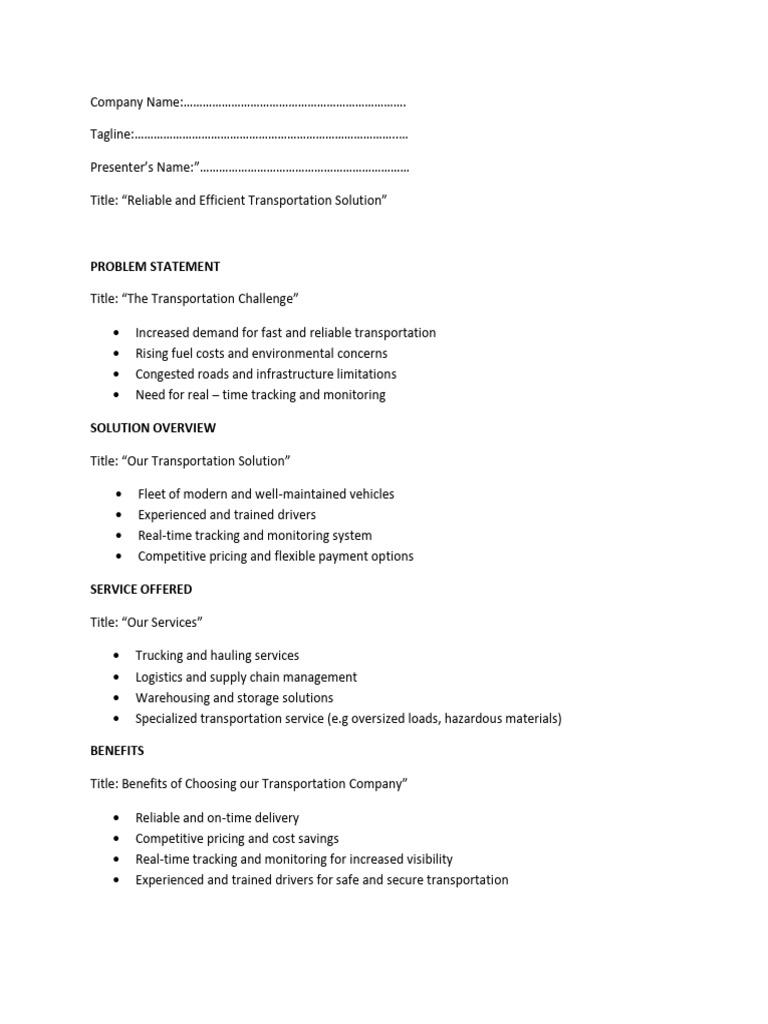 Reliable Transportation Solutions Overview | PDF