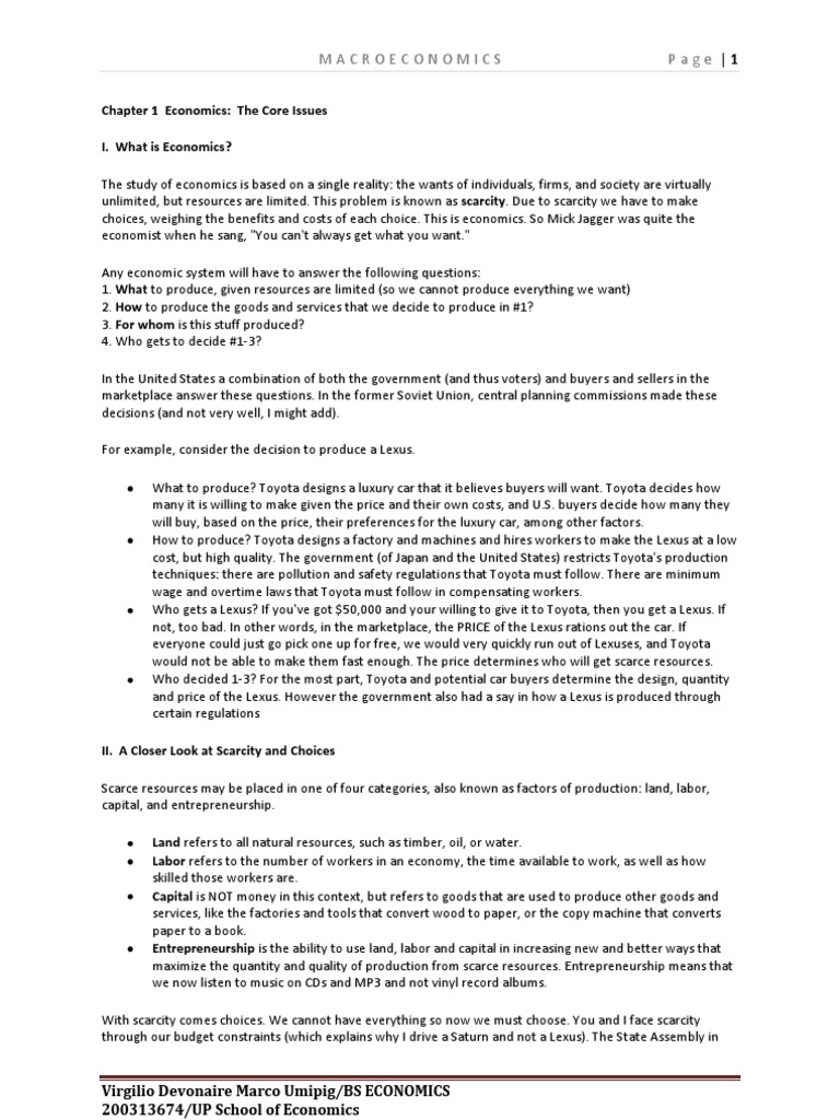 worksheet Scarcity And The Factors Of Production Worksheet Answers principles of macroeconomics ld supply economics and demand